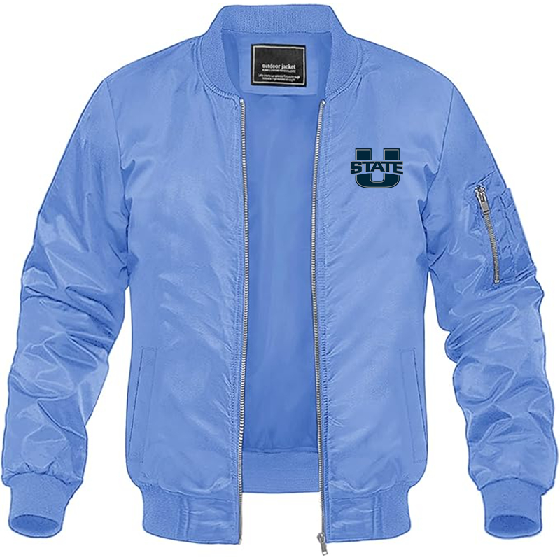 Men's Utah State Aggies  Lightweight Bomber Jacket Windbreaker Softshell Varsity Jacket Coat